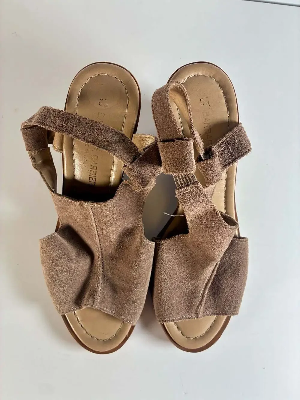 Barbara Barbieri Suede Slingback Open-Toe Wedge Sandals Size 8.5